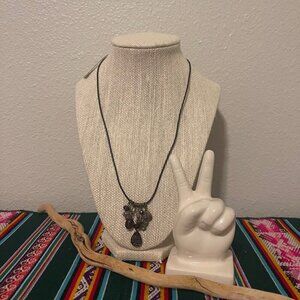 Peyote Bird Free Spirit Dangle Pendant Leather Cord Necklace With Mixed Stone Ch